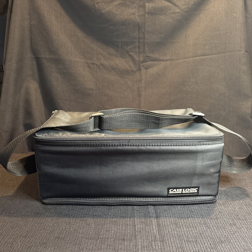 Case Logic 60 Cassette Tape Carrying Case Double Sided Storage with Strap Black
